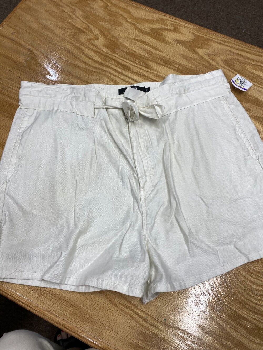 Hudson By Los Angeles Anreannah Shorts Women's 32 White Tie Belt Flat Front A37